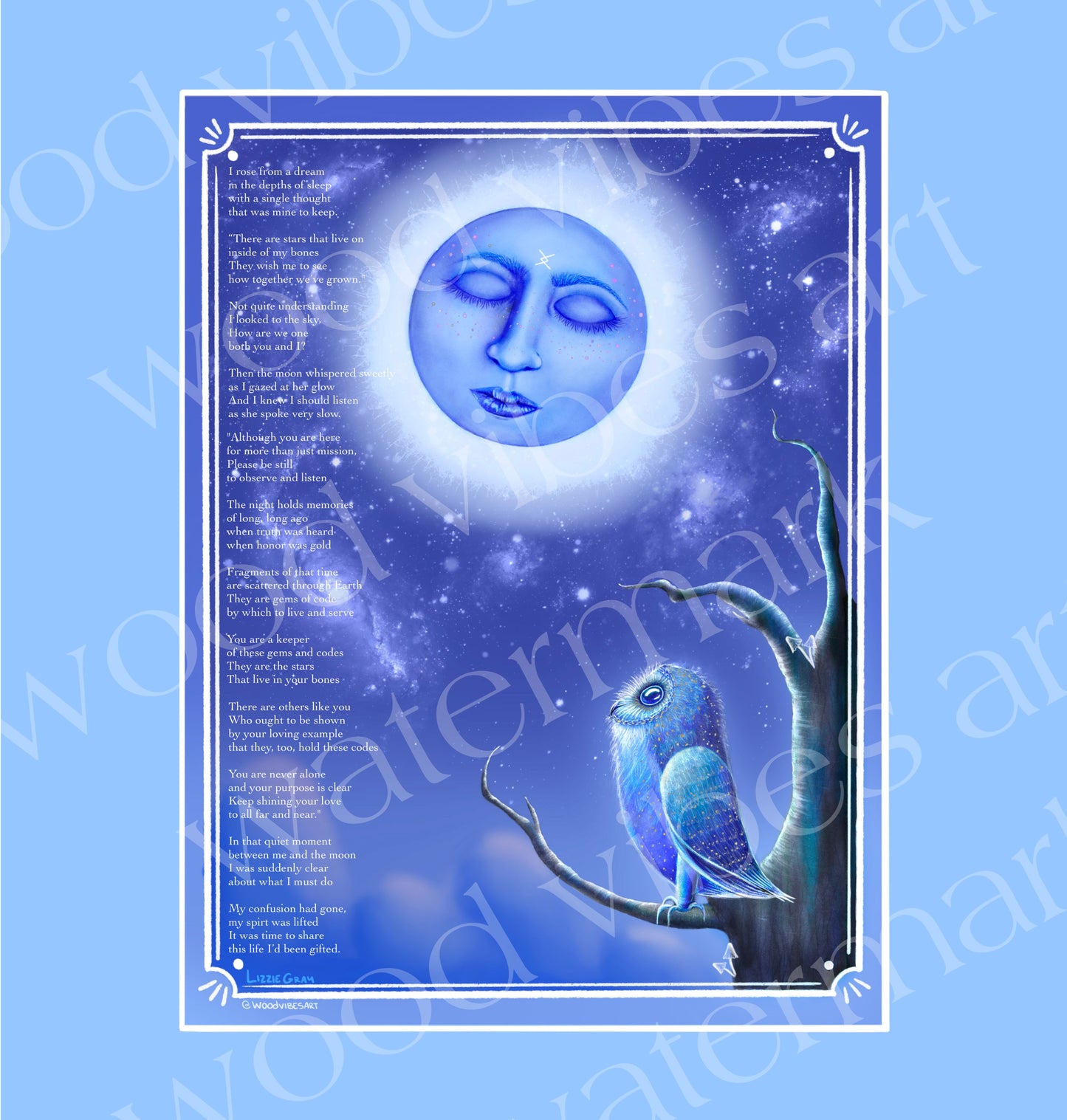 Whispers Of The Moon *Poem* Print with hangers
