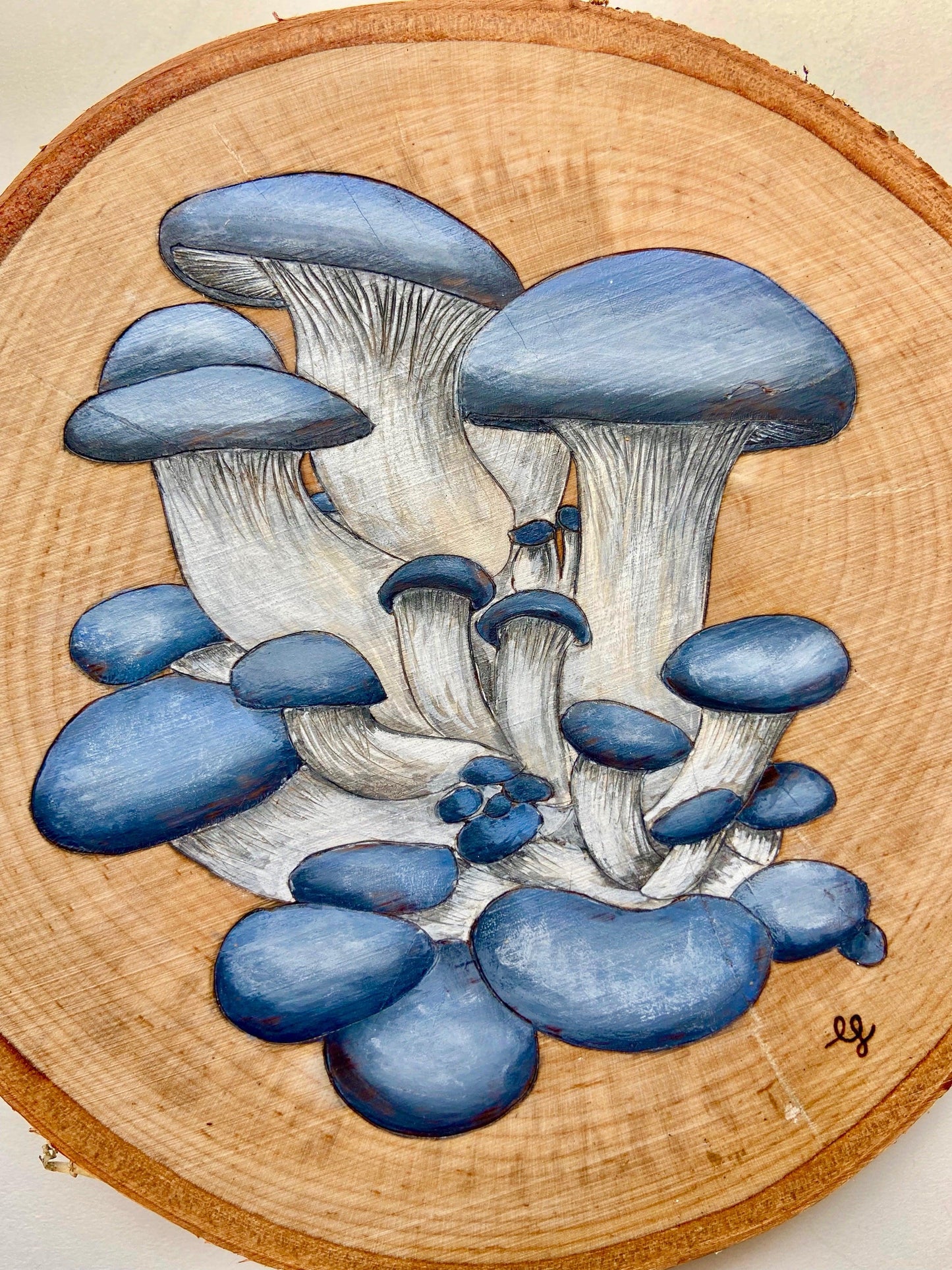 Wild Mushrooms Original Pyrography - Wood Vibes Art
