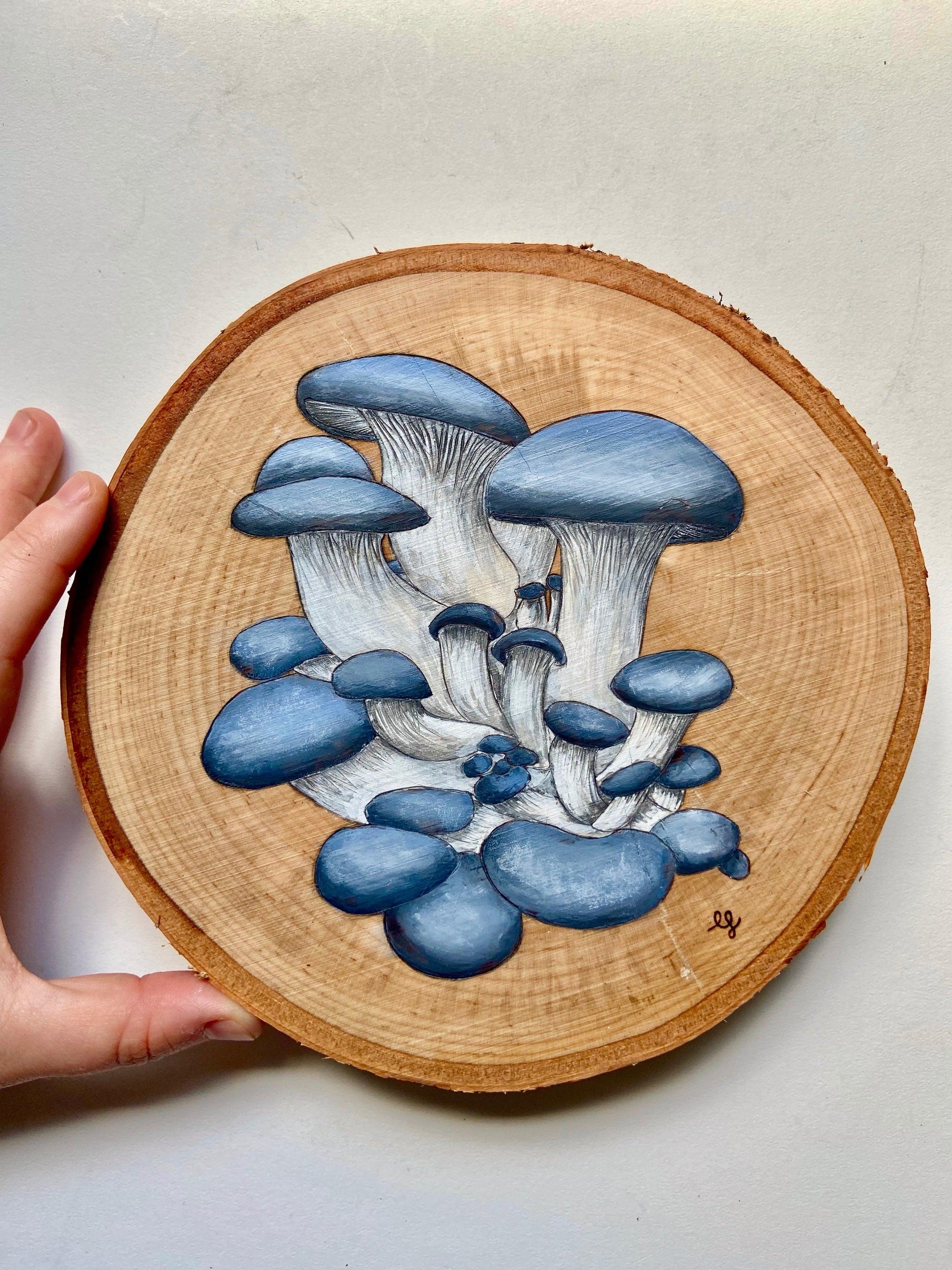 Wild Mushrooms Original Pyrography - Wood Vibes Art